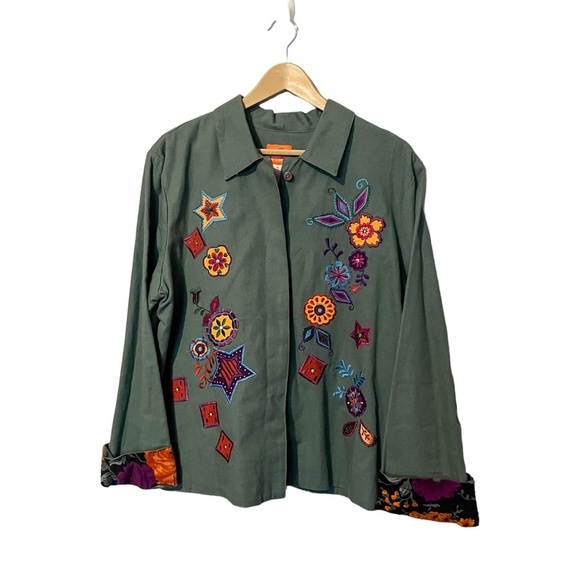 Hearts Of Palm Eclectic Colorful Floral Jacket - Bohemian, Hippie, Quirky - Picture 1 of 8